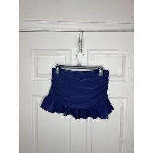 Island Waves Swim Skirt Sz Small Navy Blue Side Ruched Ruffled Skirtini